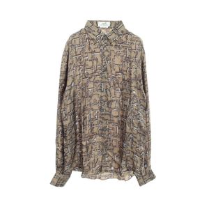 [Used] Hermes HERMES Long-Sleeved Silk Shirt with Equestrian Pattern, Men's, Used A
