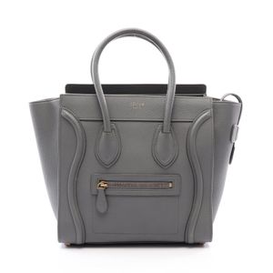 [Used] Celine CELINE Tote Bag Luggage Micro Shopper Gray Leather Luggage Micro Shopper Women's Used A