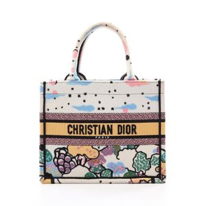 [Used] Dior Book Tote Small Tote Bag, White/Black/Multi Canvas, Women's, Used A