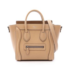 【二手】 CELINE Luggage Nano Shopper 兩用手提包，米色皮革，女士，二手 A