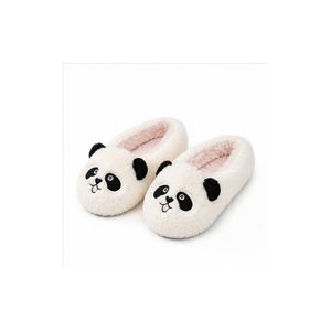 Fluffy Panda Room Slippers, White, Indoor Shoes