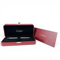 全新 ▲ 卡地CartierC de Cartier Happy Birthday 2C 裝飾旋轉原子筆，銀色，附筆盒，法國製造，男士