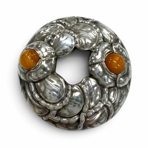 Excellent condition ▼ Georg Jensen 42 925 Amber/Amber Rare 90th Anniversary Brooch Silver Orange Made in Denmark Weight 26.1g Women's