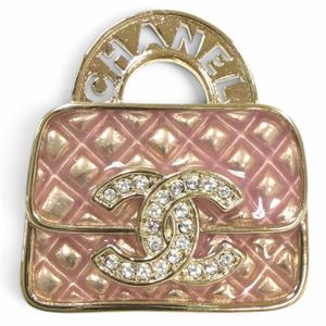Excellent condition □ CHANEL Chanel rhinestone Matelassé bag motif Coco Mark logo B24S brooch gold pink Made in Italy Women's