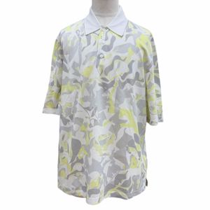 Excellent condition ▼HERMES Hermes 23SS 31-5751 Puzzle Vegetal 100% Cotton Short-Sleeve Polo Shirt White Yellow XL Made in Italy Authentic Men's