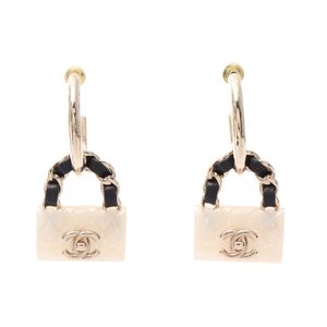 [Used] Chanel CHANEL Earrings Coco Mark Matelassé Bag Motif ABA009 White GP (Gold Plated) Coco Mark Matelassé Earrings Women's Used A