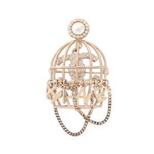 [Used] Chanel Brooch, Coco Mark, Birdcage Motif, AB4880, Gold GP (Gold Plated), Coco Mark Brooch, Women's, Used A