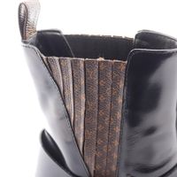 [중고] LOUIS VUITTON 랩소디 라인 숏 부츠 블랙 레더 PVC 코팅 캔버스 여성용