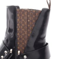 [중고] LOUIS VUITTON 랩소디 라인 숏 부츠 블랙 레더 PVC 코팅 캔버스 여성용