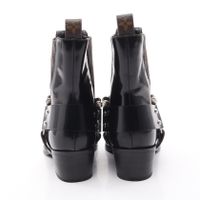 [중고] LOUIS VUITTON 랩소디 라인 숏 부츠 블랙 레더 PVC 코팅 캔버스 여성용
