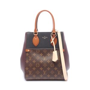 【중고】 LOUIS VUITTON 손가방 폴드 토트 MM 2WAY M45409 와인/크렘/느와르 PVC 코팅 캔버스 레더 폴드 토트 MM