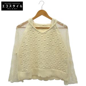 Grace Continental 0121143162 白色棉質寬鬆版型花朵蕾絲連帽針織上衣 36 碼 [二手]