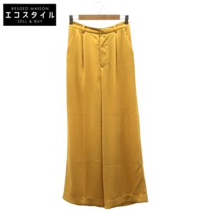 圖 0323111261 黃色聚酯中心壓花錘形緞面寬褲 36 碼 [二手]
