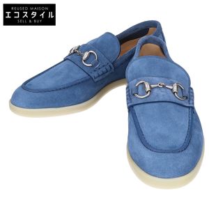 Gucci 782672 藍色麂皮馬銜扣樂福鞋，6 號 [二手]
