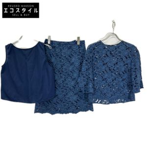 BARNEYS NEWYORK M171BV028 블루 레이온 플라워 레이스 셋업 원피스 38 [중고]