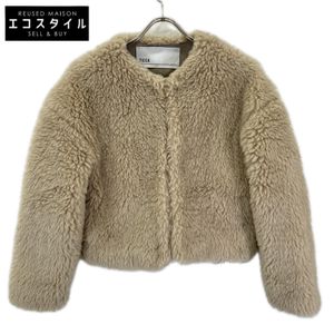 TICCA 0253410082 TBEA-082 25년 베이지 울 퍼 쇼트 코트 F [중고]