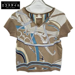Hermes 에르메스 19SS 실크 프린트 니트 배색 V넥 상의(기타) 36【중고】