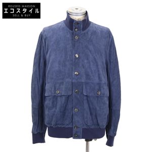 BRUNELLO CUCINELLI [신품과 동일/국내 정품] M0PCF1929 펀칭 스무스 레더 스탠드 칼라 블루종 M [중고]