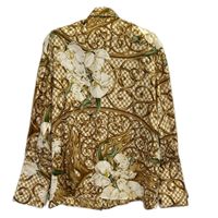 Christian Dior 63H2715591 Gold Silk 100% CD Button Botanical Design Shirt Size S [Used]