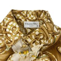 Christian Dior 63H2715591 Gold Silk 100% CD Button Botanical Design Shirt Size S [Used]
