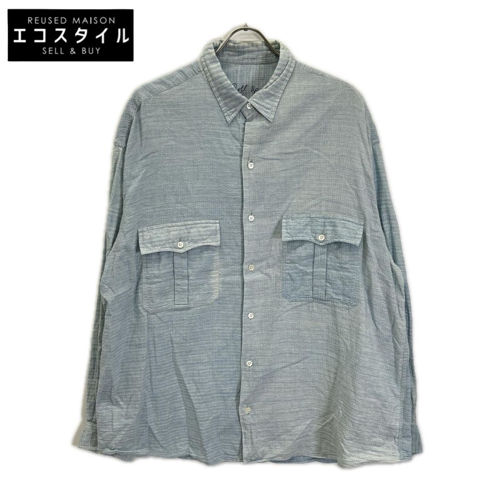 Porter Classic Light Blue Cotton Roll Up Shijira Stripe Shirt, Size XL [Used]