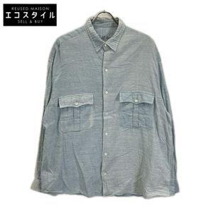 Porter Classic Light Blue Cotton Roll Up Shijira Stripe Shirt, Size XL [Used]