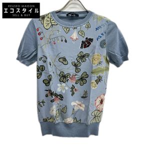 Gucci 360378 Light Blue Botanical Crew Neck Short-Sleeve Top XS [Used]