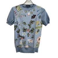 Gucci 360378 Light Blue Botanical Crew Neck Short-Sleeve Top XS [Used]