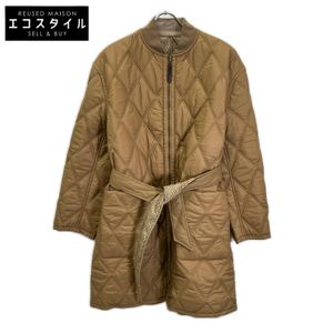 DAKS 14-481015 베이지 퀼팅×총무늬 리브넥 벨트 포함 리버시블 집업 코트 10 [중고]