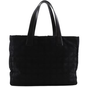 Chanel New Travel Line Tote MM Tote Bag A15991 Nylon Canvas Black Shoulder Bag/Handbag A4 Open New Travel Line Tote MM Women's [Used]