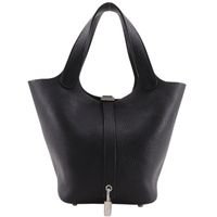 Hermes 에르메스 피코탱 락 18 PM 손가방 토리옹 클레망스 2018년 블랙/실버 하드웨어 C 각인 벨트 잠금 Picotin Lock 18 PM 여성용【중고】
