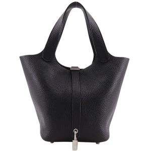 Hermes Picotin Lock 18 PM Handbag, Taurillon Clemence Leather, 2018 Model, Black/Silver Hardware, Condition C, Handbag, Belt Buckle, Women's [Used]