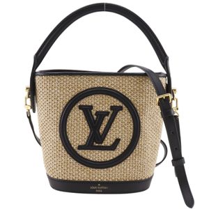 LOUIS VUITTONPetit Bucket Spring in the City 兩用肩背包 M59961 拉菲草 x 皮革 Noir 黑色斜背包、肩背包、手提包、兩用開口 Petit Bucket 女士款 [二手]