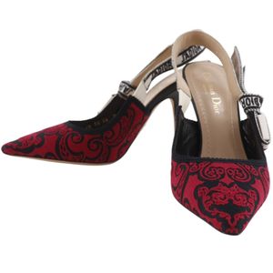 Christian Dior J'ADIOR 高跟鞋 KDP762DME36 棉黑色/紅色 女款 [二手]
