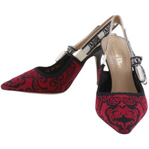 Christian Dior J'ADIOR 高跟鞋 KDP762DME36 棉黑色/紅色 女款 [二手]