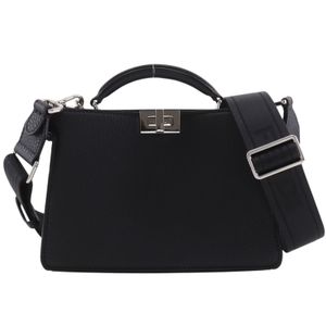 FENDI Peek-A-Boo ISeeU 手提包，兩用單肩包，7VA582 AMA3 F1JS2，小牛皮，黑色，斜挎包，單肩包，手提包，拉鍊，男女通用 [二手]
