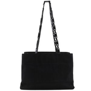 Prada Chain Shoulder Tote Bag, Nylon, Black (NERO), Shoulder Bag, Handbag, A5 Size, Open, ChainShoulder, Women's [Used]