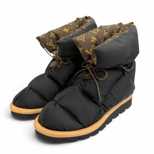全新路易威登 (LOUIS VUITTON)枕頭系列 Monogram 印花雪靴、短靴、踝靴，黑ブラウン， 35 碼，義大利製造，女款