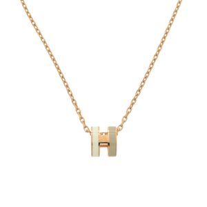Like New Hermes Pop H Mini White Beige Rose Gold Hardware Necklace Accessory 1806 [Pre-owned] HERMES