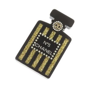 Like New Chanel Perfume No. 5 Plastic Black Brooch Accessory 1430 [Used] CHANEL