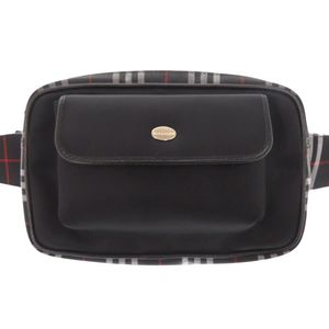 Burberry 格紋圖案 PVC 黑色斜背包，黑色，1228 [二手] BURBERRY 男士