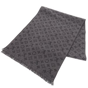 路易威登 Monogram Classic M78526 羊毛炭灰色圍巾 LV 0217 [LOUIS VUITTON] 成色極佳
