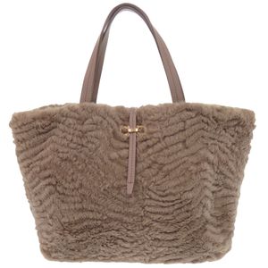 Salvatore Ferragamo Double Gancini FJ-21 D415 Leather Braun Brown Tote Bag (Brown) 1384 [Used] Salvatore Ferragamo