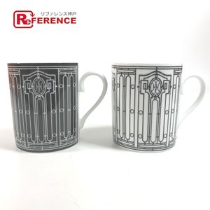 HERMES pair Set of 2 H DECO Decorated Mugs