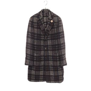 [중고] LARDINI 체크 트위드 브라운 울 코트 남성용 Used A