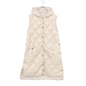 [중고] Max Mara THE CUBE GISOFT 테크니컬 퀼팅 지레 후드 다운 베스트 베이지 나일론 여성용 Used A