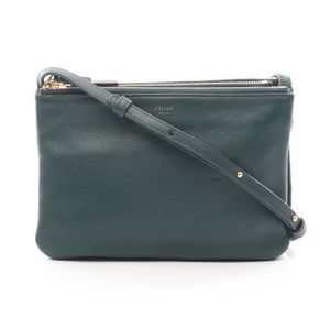 [Used] Celine CELINE Shoulder Bag TRIO SMALL 165113 Dark Green Leather Trio Small Women's Used B