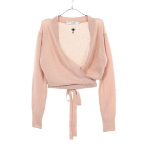 [중고] Dior 가디건 로고 자수 리본 캐시미어 가디건 여성용 Used A
