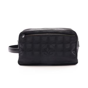 [중고] Chanel 샤넬 세컨드백 클러치백 뉴 트래블 라인 블랙 레더 뉴 트래블 라인 세컨드백 여성용 Used B
