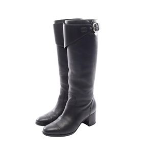 [Used] Chanel CHANEL Boots Coco Mark Logo Long G33198 Black Leather Long Boots Women's Used A